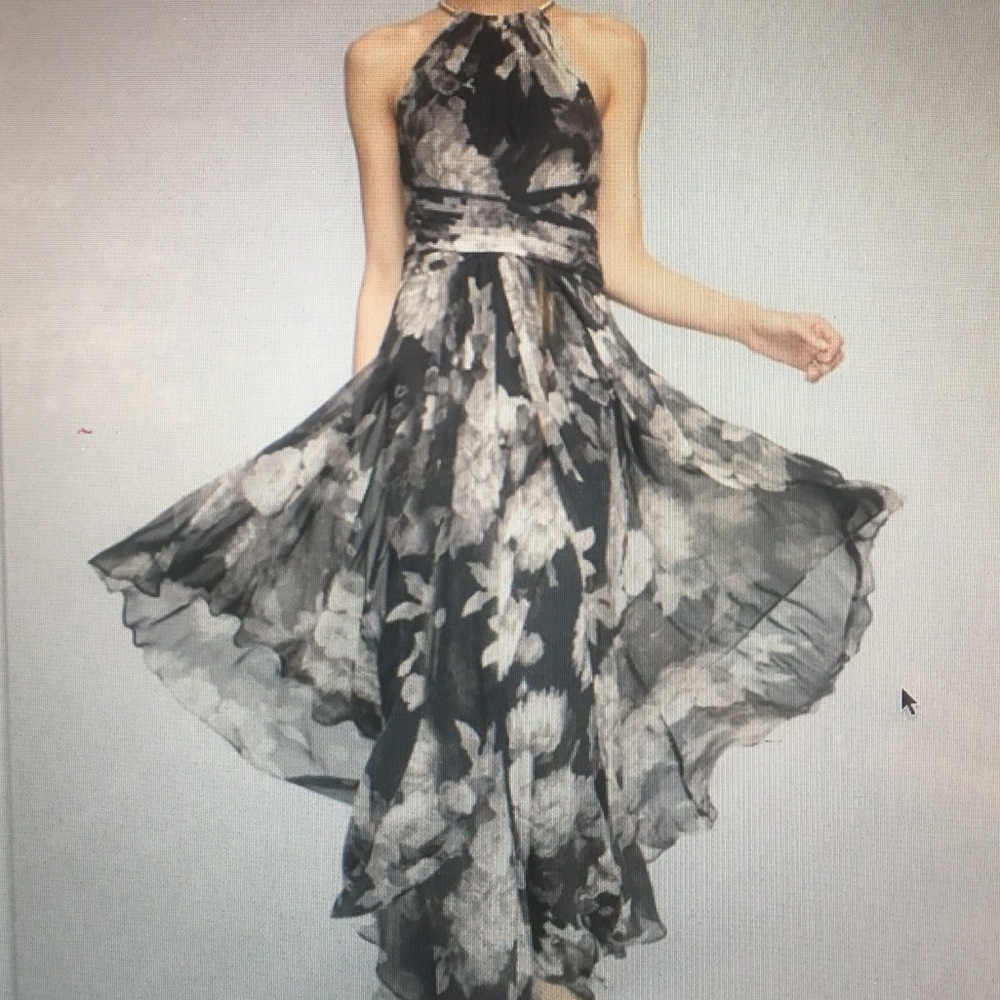 Eliza J Chiffon Halter Gown